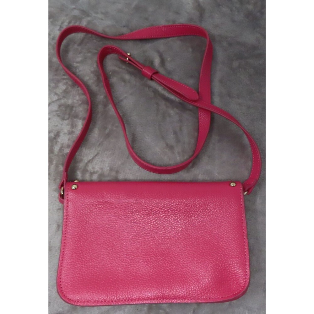 BTB Los Angeles Hot Pink Rocker Biker Styling Leather Gold Studded Crossbody Bag - Picture 4 of 16